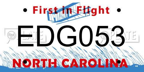 EDG053 North Carolina License Plate