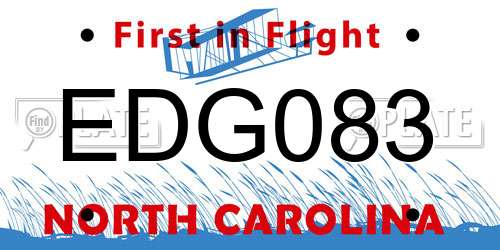 EDG083 North Carolina License Plate