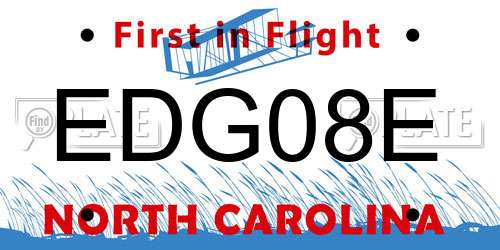 EDG08E North Carolina License Plate