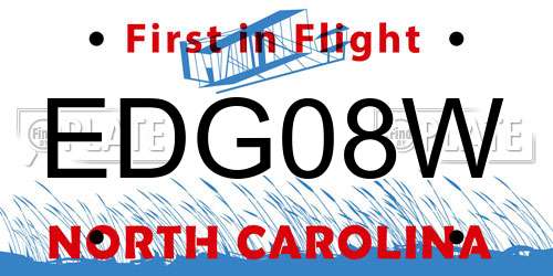EDG08W North Carolina License Plate