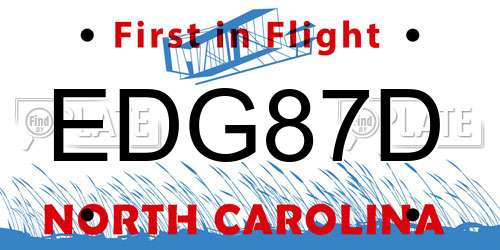 EDG87D North Carolina License Plate