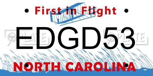 EDGD53 North Carolina License Plate