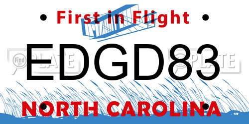 EDGD83 North Carolina License Plate
