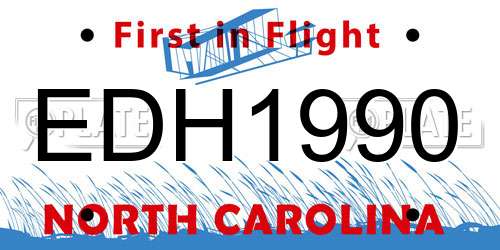 EDH1990 North Carolina License Plate