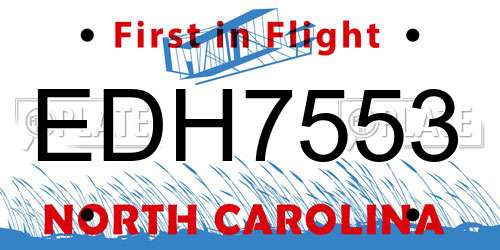 EDH7553 North Carolina License Plate