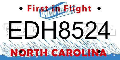 EDH8524 North Carolina License Plate