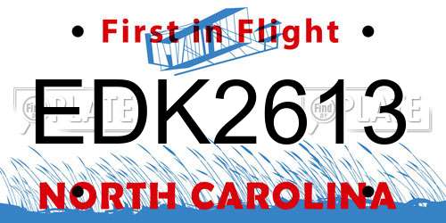 EDK2613 North Carolina License Plate