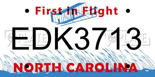EDK3713 North Carolina License Plate