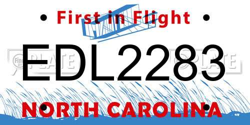 EDL2283 North Carolina License Plate