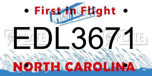 EDL3671 North Carolina License Plate