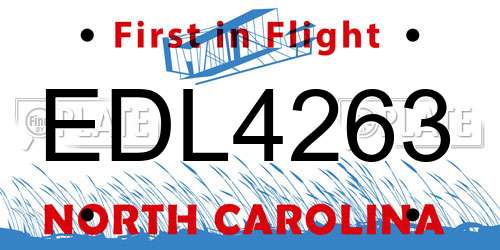 EDL4263 North Carolina License Plate