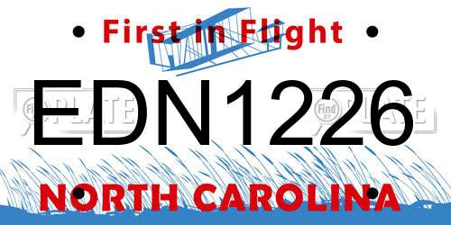 EDN1226 North Carolina License Plate