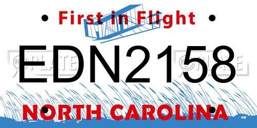 EDN2158 North Carolina License Plate