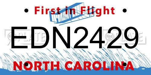 EDN2429 North Carolina License Plate