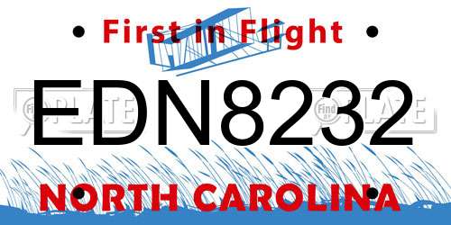 EDN8232 North Carolina License Plate