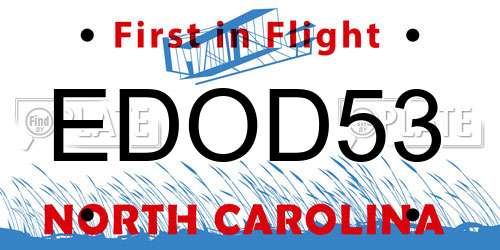 EDOD53 North Carolina License Plate