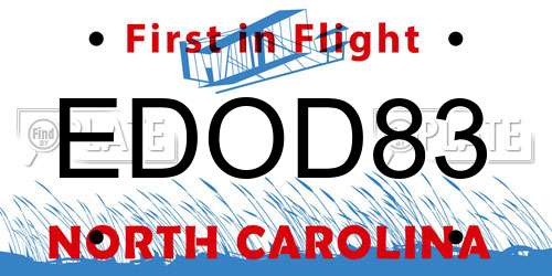 EDOD83 North Carolina License Plate
