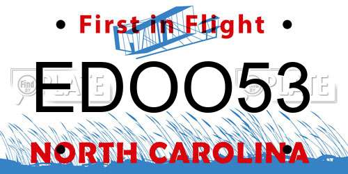 EDOO53 North Carolina License Plate