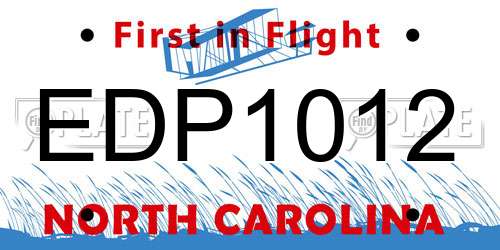 EDP1012 North Carolina License Plate