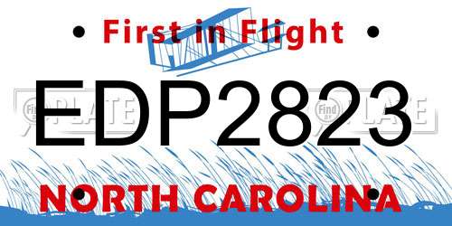 EDP2823 North Carolina License Plate