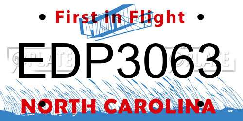 EDP3063 North Carolina License Plate