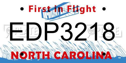 EDP3218 North Carolina License Plate