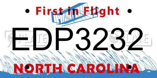 EDP3232 North Carolina License Plate