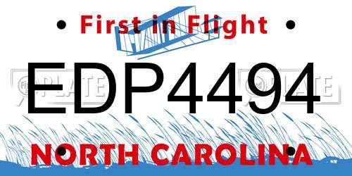 EDP4494 North Carolina License Plate