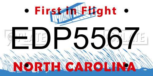 EDP5567 North Carolina License Plate