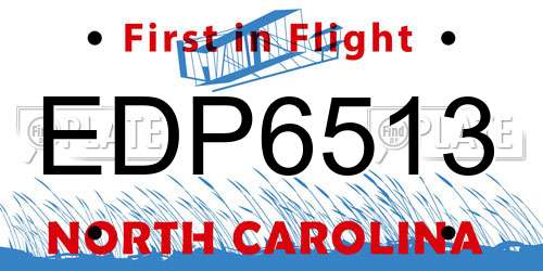 EDP6513 North Carolina License Plate