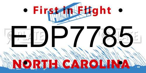 EDP7785 North Carolina License Plate