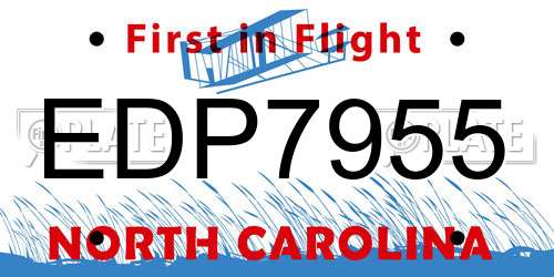 EDP7955 North Carolina License Plate