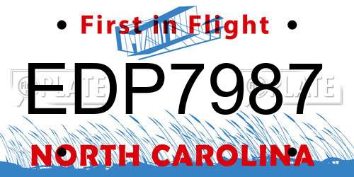 EDP7987 North Carolina License Plate