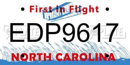 EDP9617 North Carolina License Plate