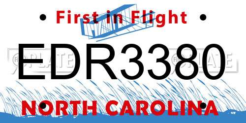 EDR3380 North Carolina License Plate