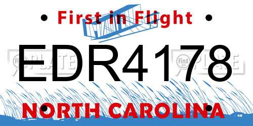 EDR4178 North Carolina License Plate
