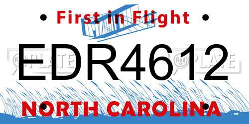 EDR4612 North Carolina License Plate