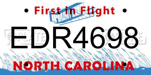 EDR4698 North Carolina License Plate