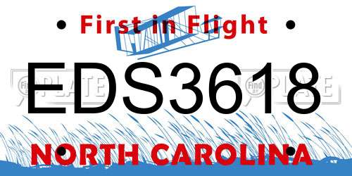 EDS3618 North Carolina License Plate