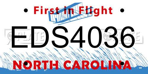 EDS4036 North Carolina License Plate