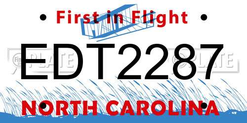 EDT2287 North Carolina License Plate