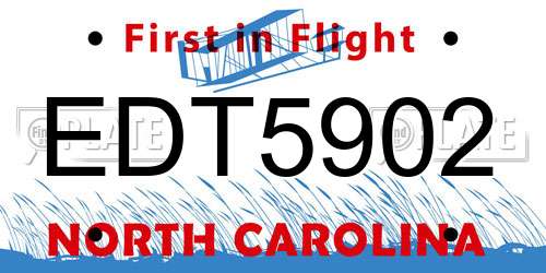 EDT5902 North Carolina License Plate