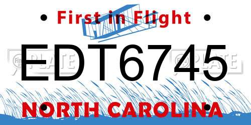 EDT6745 North Carolina License Plate