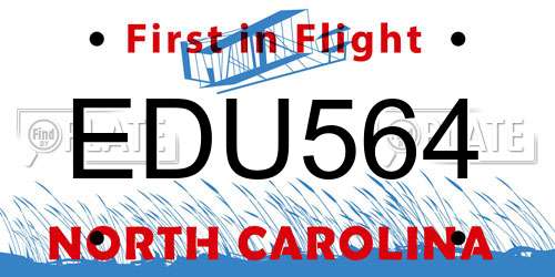 EDU564 North Carolina License Plate