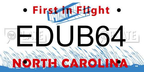 EDUB64 North Carolina License Plate