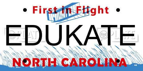 EDUKATE North Carolina License Plate