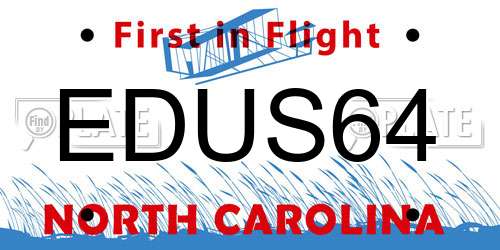 EDUS64 North Carolina License Plate