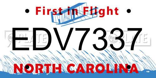 EDV7337 North Carolina License Plate