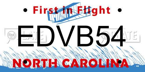 EDVB54 North Carolina License Plate