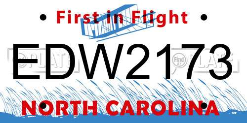 EDW2173 North Carolina License Plate